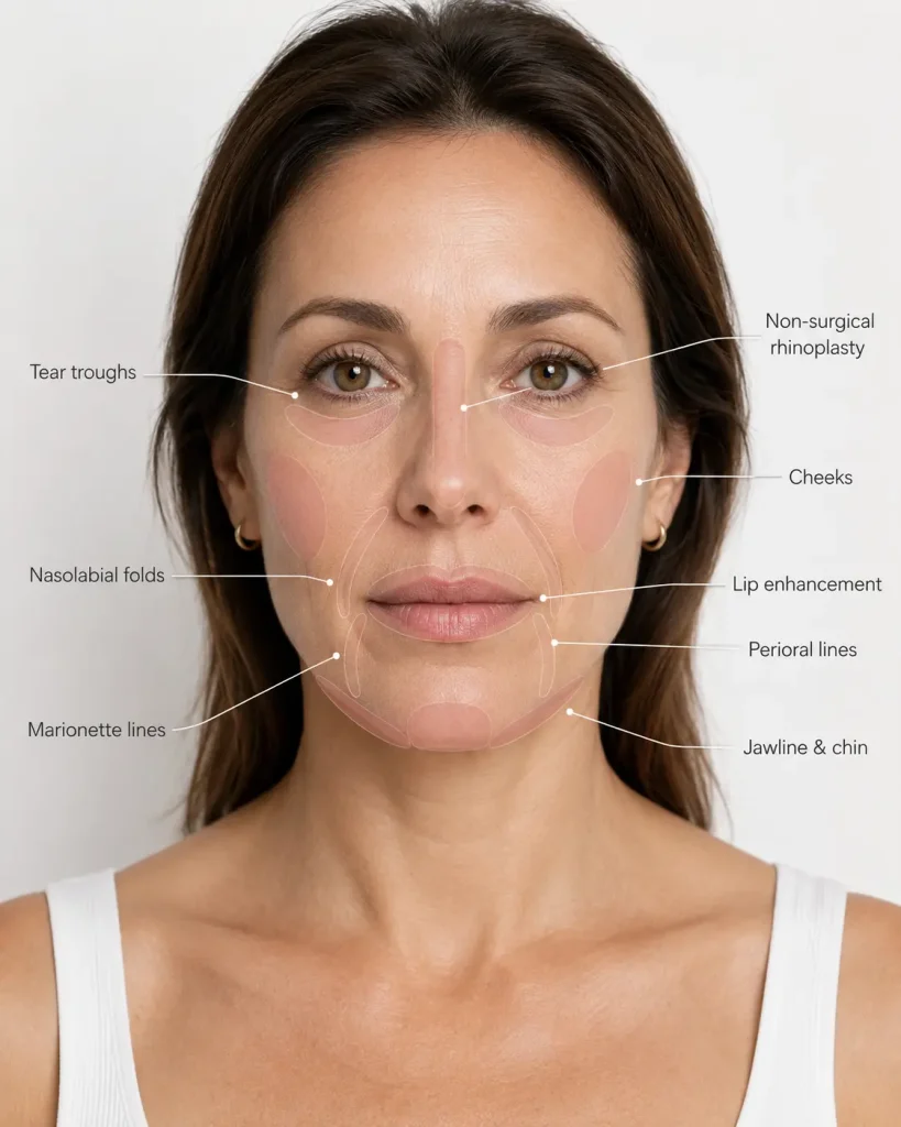 Facial Dermal Filler Treatment Areas