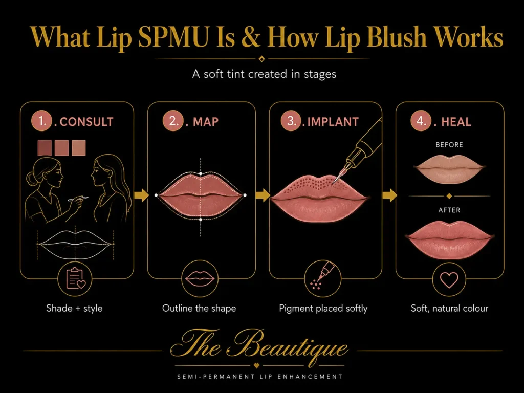 Lip Blush Step by Step at The Beautique West Runton Cromer Sheringham